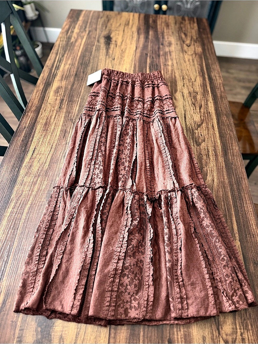 J Gee Floral Maxi Skirt in Brown Size Medium NWT